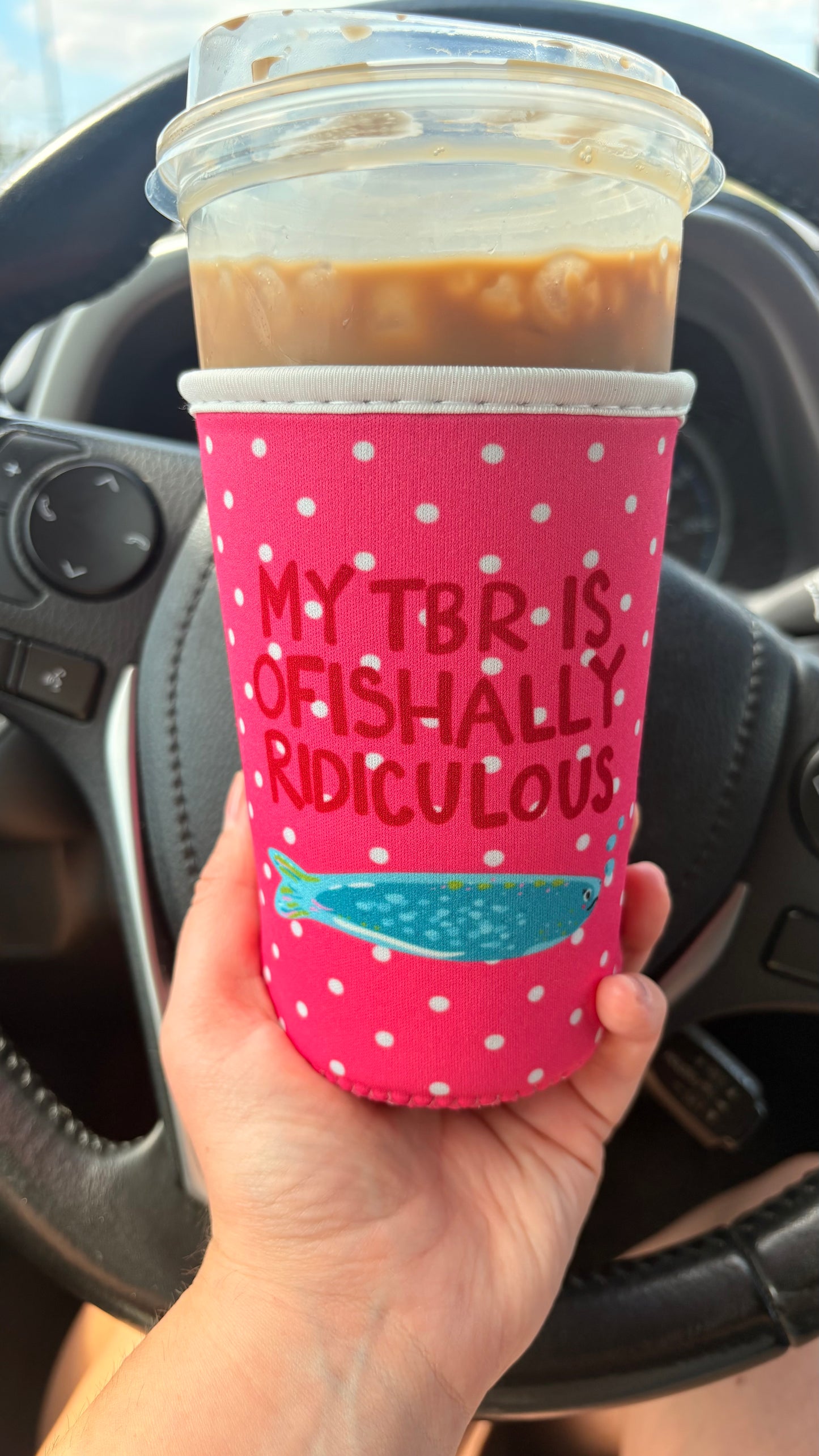 Polka Dot TBR Fish Drink Sleeve