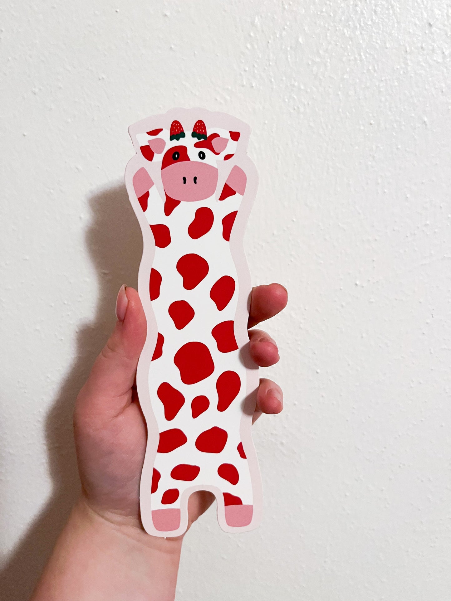 Strawberry Wavy Cow Bookmark