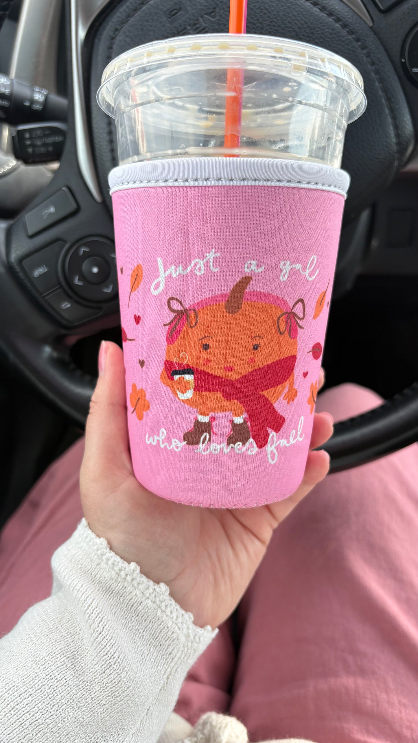 Pink Pumpkin Gal Drink Sleeve