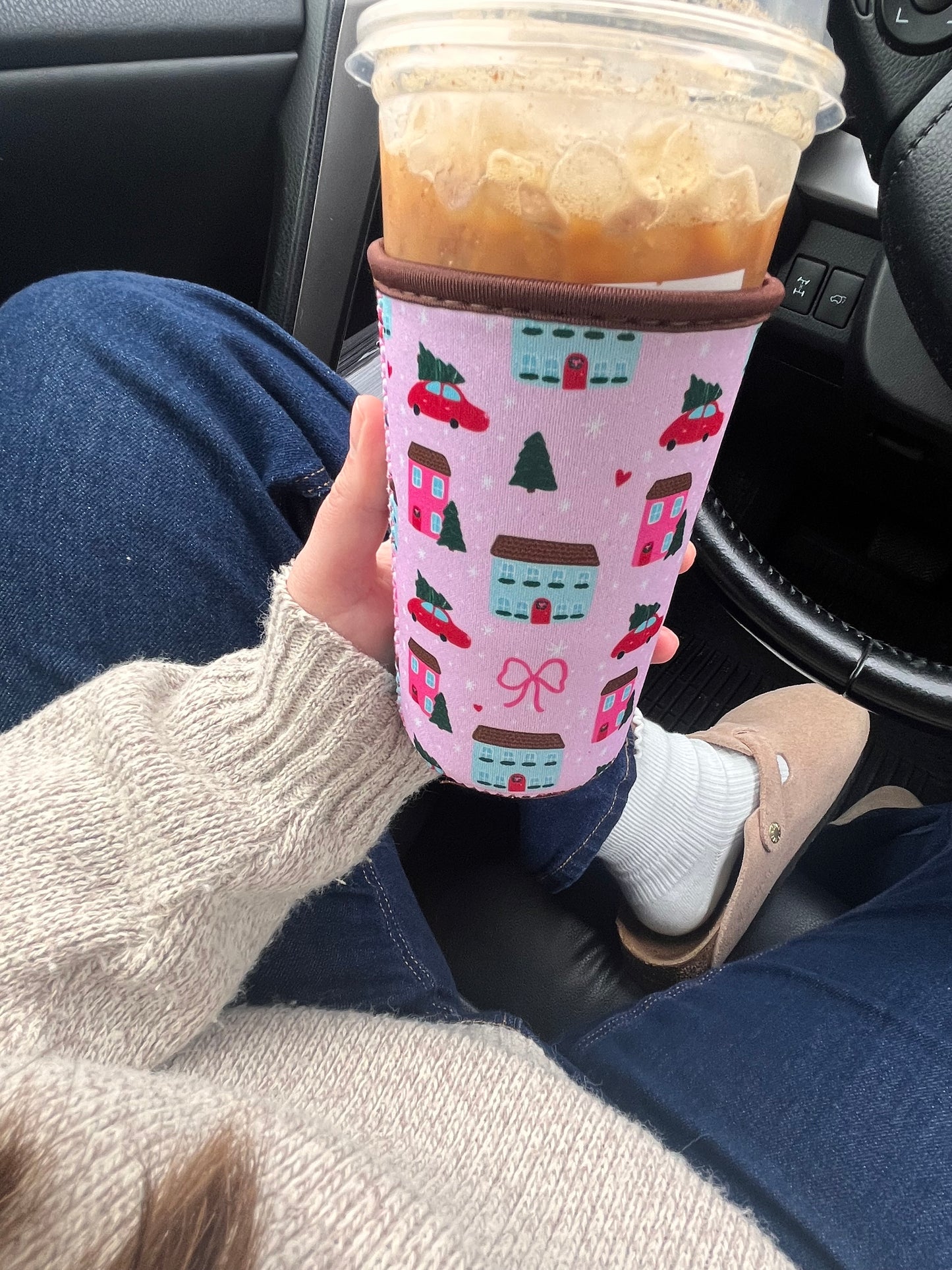 Pink Christmas Drink Sleeve