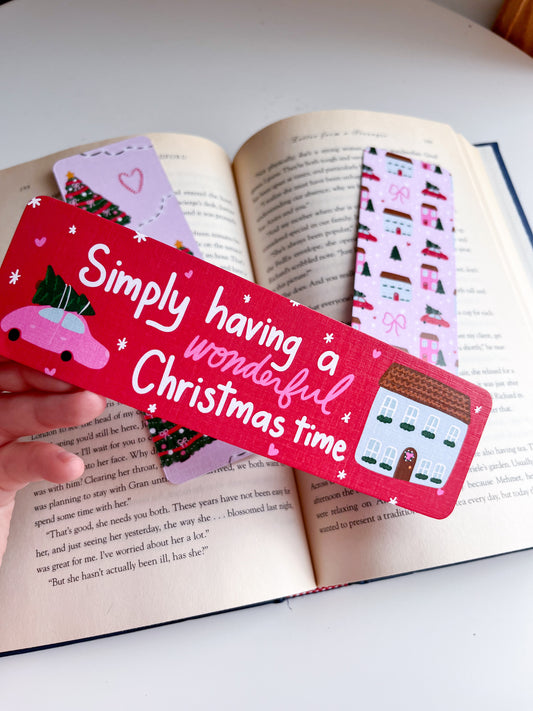 Pink Christmas Bookmark Set