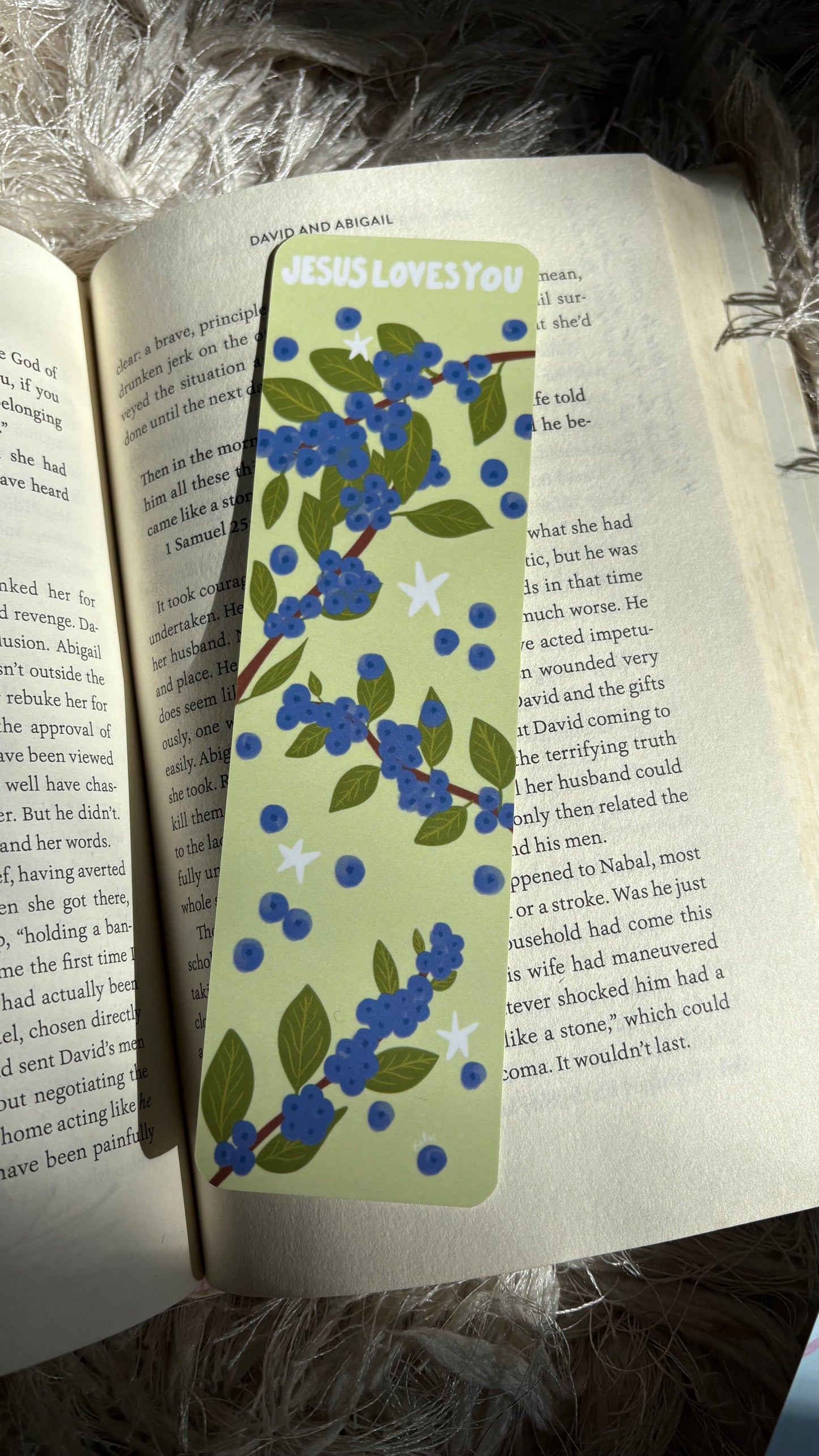 Jesus Loves You Blueberry Waterproof Bookmark