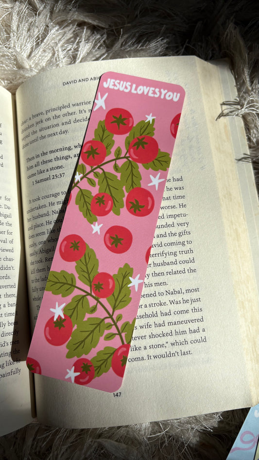 Jesus Loves You Tomato Waterproof Bookmark