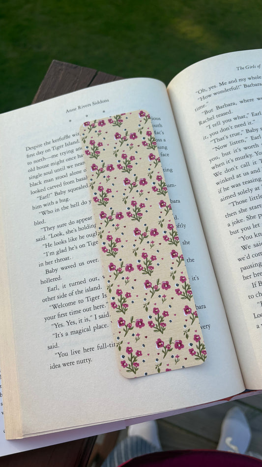 Yellow Tiny Flowers Linen Bookmark