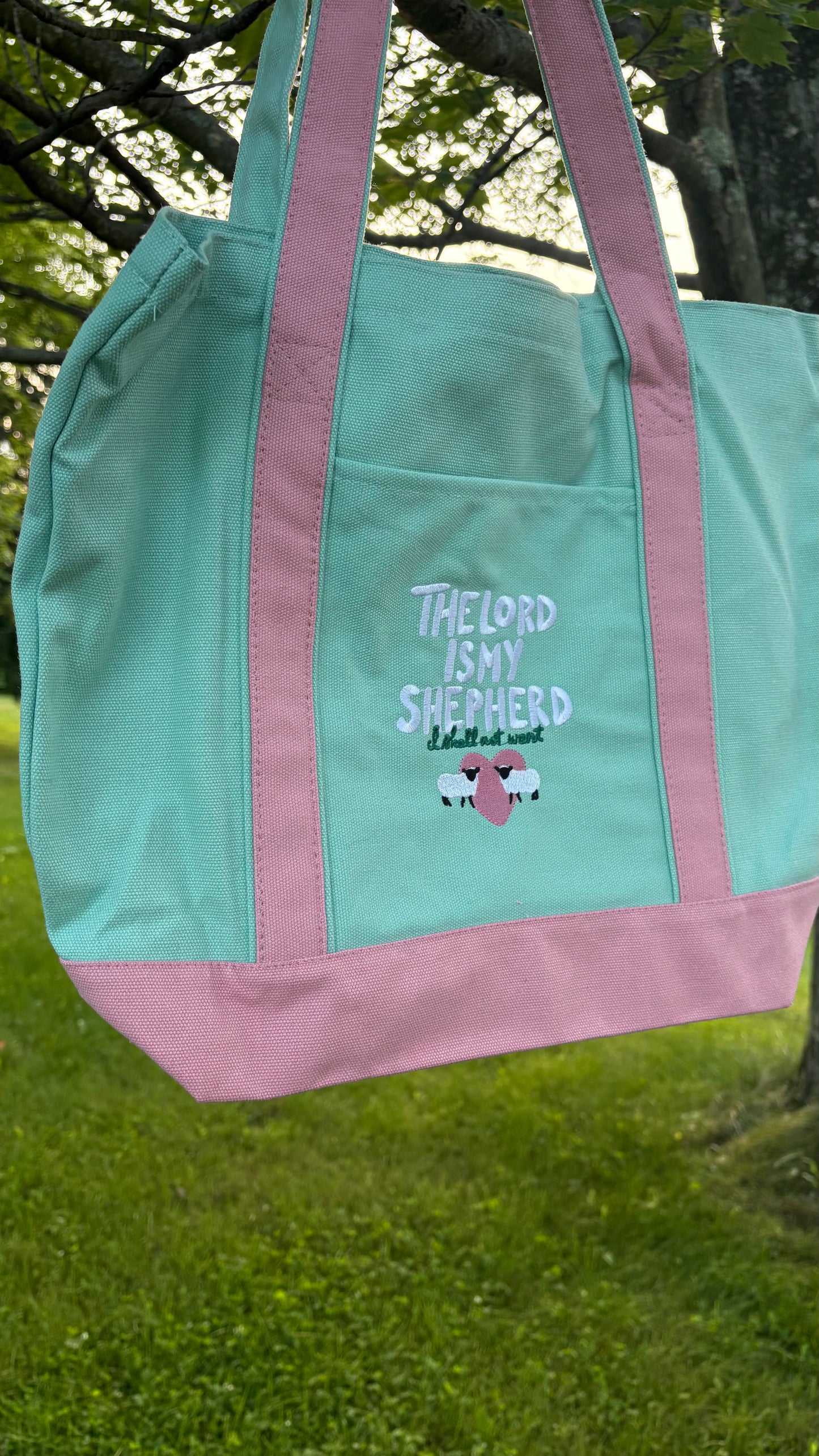The Lord is my Shepherd Embroidered Tote Bag