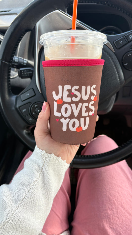 Fall Jesus Loves You Drink Sleeve
