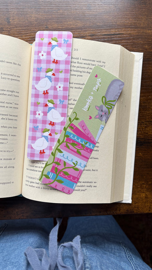 Cats and Books Linen Bookmark Set