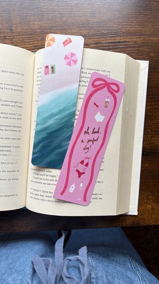 Beachy Bows Linen Bookmark Set