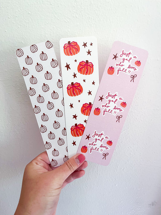 Brown Pumpkins Linen Bookmark Set