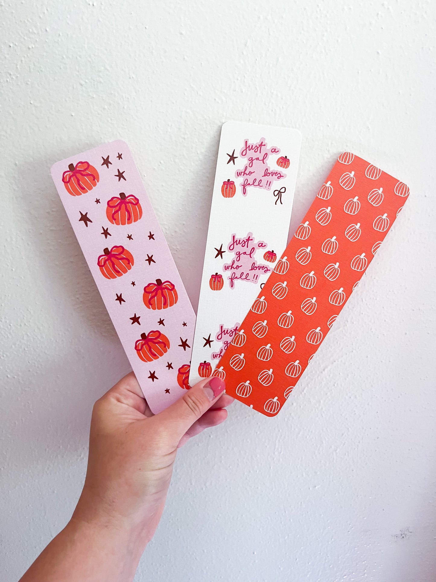 Orange Pumpkins Linen Bookmark Set