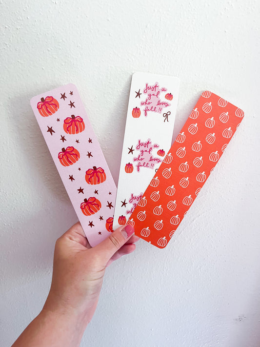 Orange Pumpkins Linen Bookmark Set