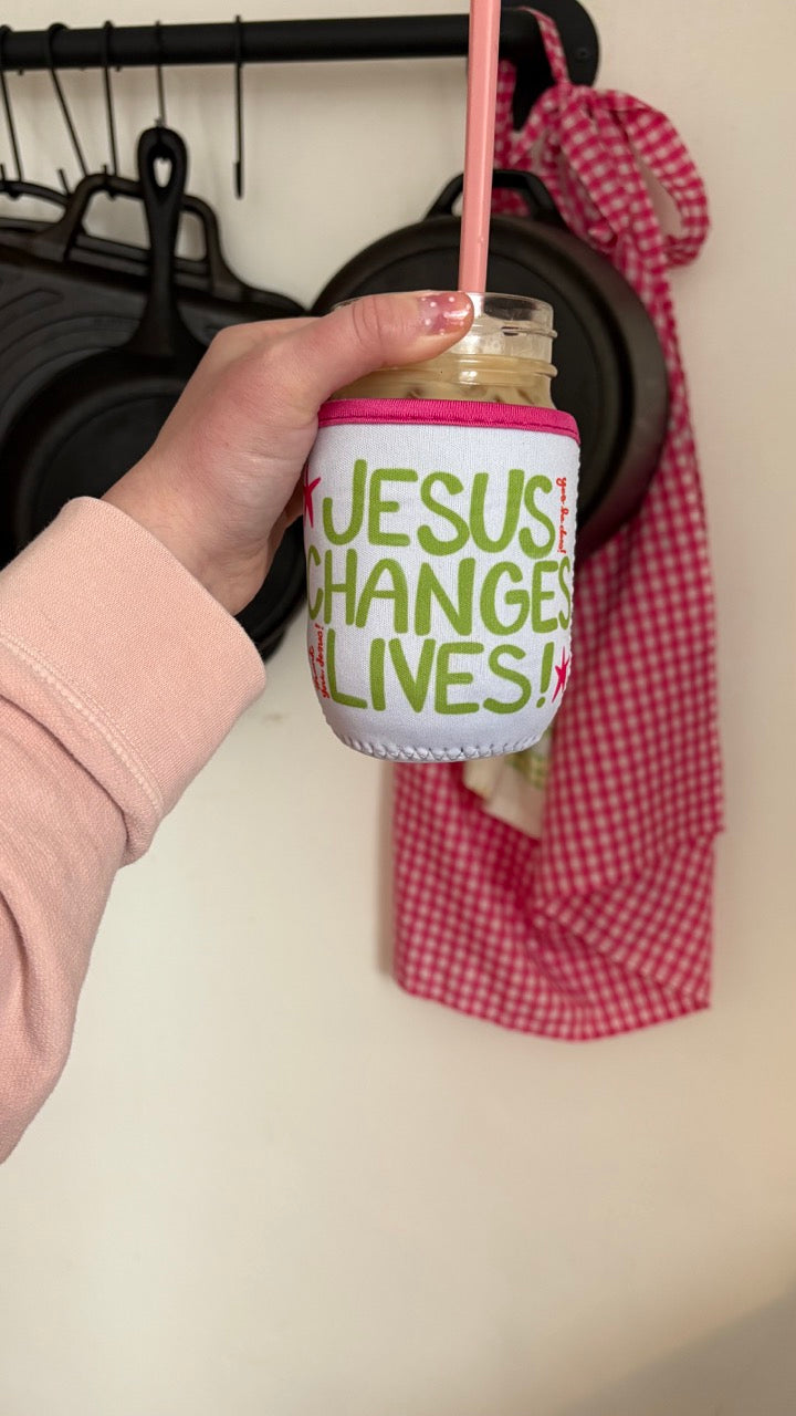 Jesus Changes Lives Drink Sleeve